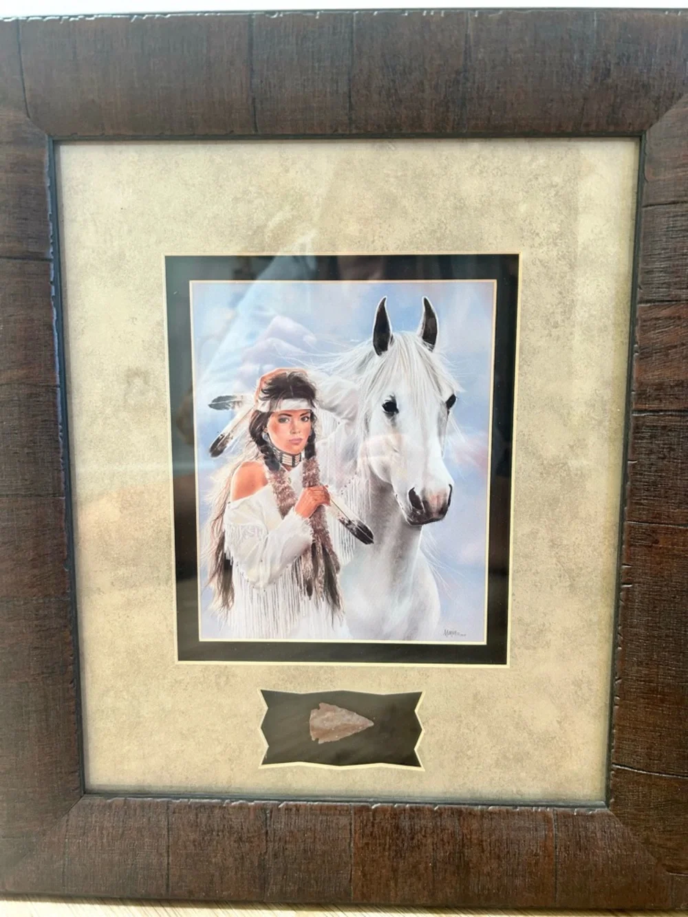 Maija “Blue Velvet” Framed 1995 Print W/Arrowhead Native American Art 13x15”